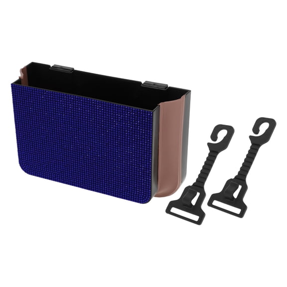 Unique Bargains Car Trash Can Portable Front Seats Trash Bin Blue 1 Pc 9.8" Length 3.2" Width 6.3" Height Faux Leather