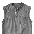 thumbnail image 4 of Mens Tank Tops Summer Casual Workout Loose Fit Henley Shirts Lightweight Muscle Sleeveless Tee Shirts with Pocket Big and Tall Size M-3XL Gray, 4 of 4