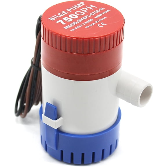 RVKXHD Marine Submersible Boat Rule Bilge Water Pump 750 GPH 12V 3/4 inch Hose Outlet for Boats