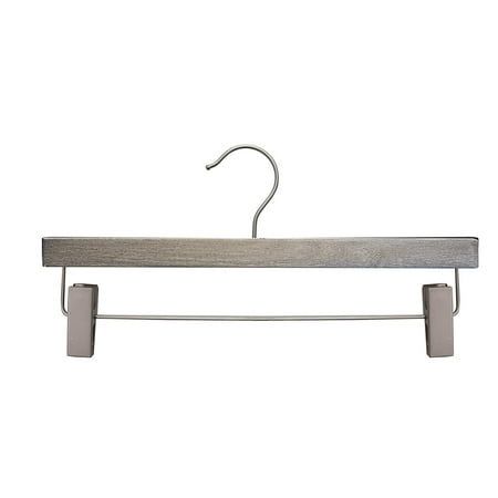 NAHANCO 14" Wooden Pant Hanger,Greywash (Pack of 100)