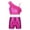 Hot Pink, variant on YONGHS Kids Girls 2-Piece Tracksuit Gymnastics Dance Outfit Sequin Ruffle Crop Top with Shorts Gold 6