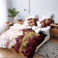 thumbnail image 4 of Orylavena Burgundy and Gold Marble Microfiber Duvet Cover Set, Twin, 3-Piece, 4 of 8