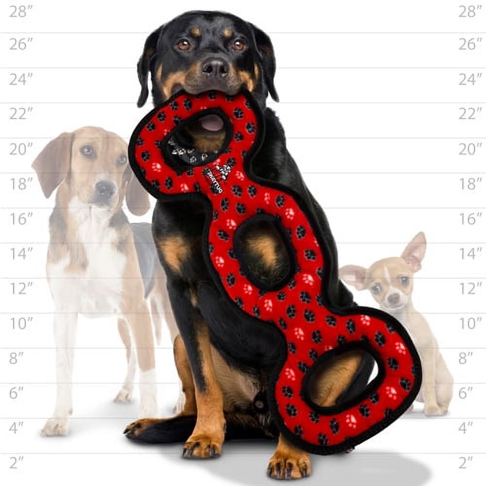 TUFFY® Ultimate 3WayTug Red Paw, 2-Pack, Durable Plush Squeaky Dog Toys