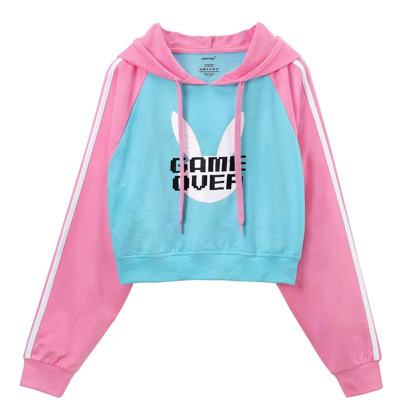 【HI FI FNK】Det Washed Cropped Hoodie Littleforbig Cropped Hoodie Jacket Women's Female Casual