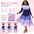 thumbnail image 2 of Bouncy Dress for Women Church, Pearl Midi Dress with Gradient Print, Elegant 3/4 Sleeve A-Line Swing Dress for Party, Wedding Guest & Special Occasions, 2 of 2