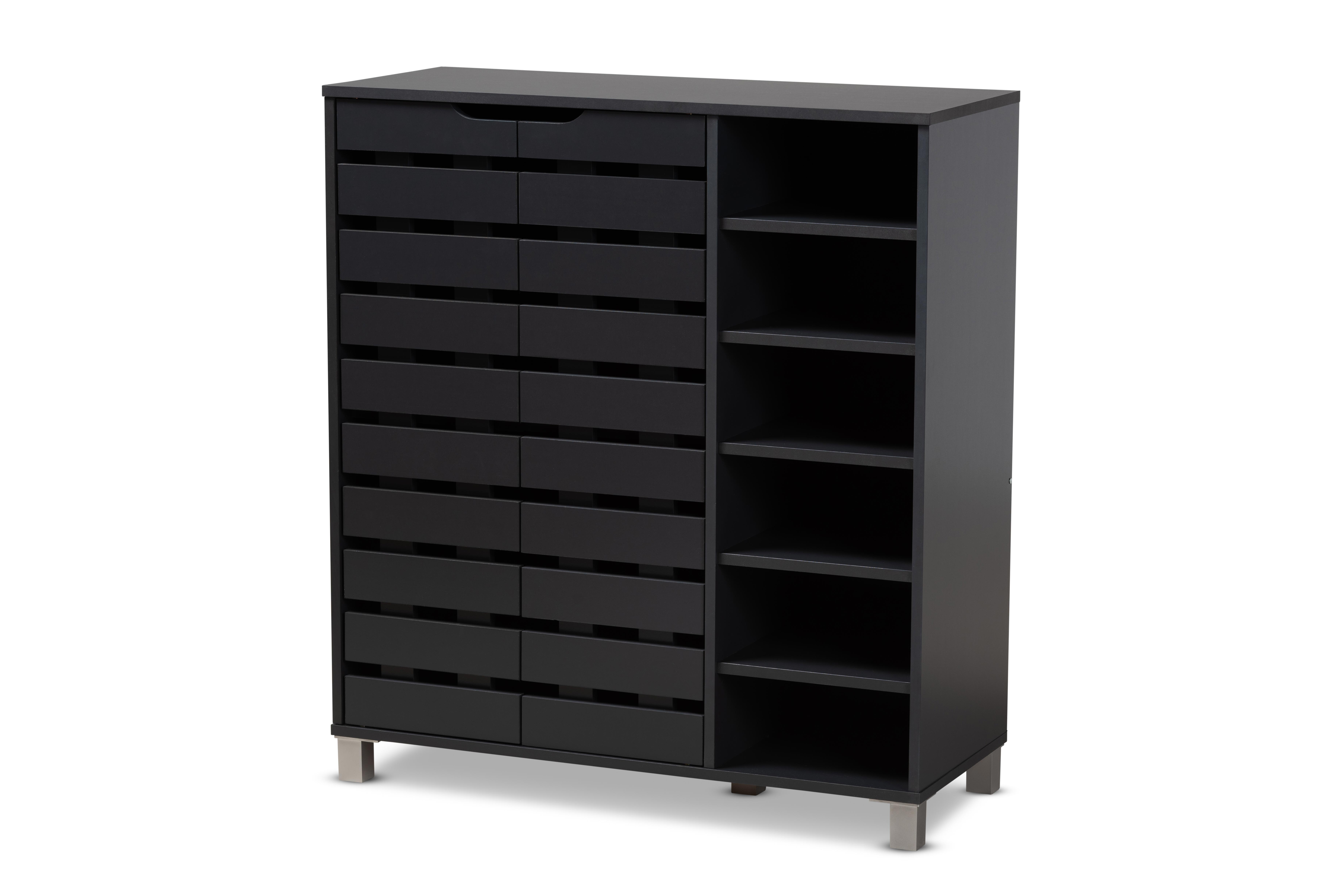 Baxton Studio Shirley Modern Dark Grey 2-Door Shoe Cabinet