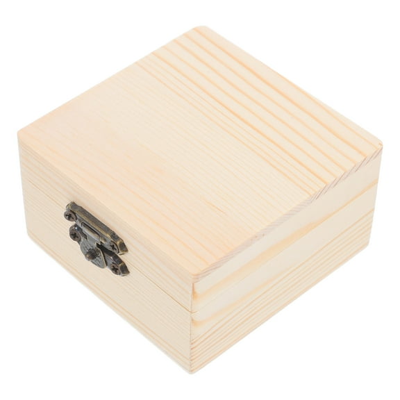 HEALEEP 1Pcs Paintable Wooden Box Beige Square Jewelry Box for DIY Enthusiasts and present Packaging