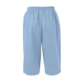 thumbnail image 6 of MLQIDK Pedal Pushers for Women Linen Capri Pants Trendy Summer Elastic Waist Knee Length Lightweight Shorts Dressy Casual Linen Capris with Pockets Light Blue XL, 6 of 7