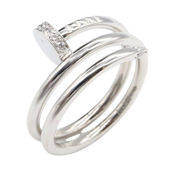 Pre-Owned Cartier Juste Uncre Diamond Ring, 18K White Gold with Diamonds, Women's, Silver,...