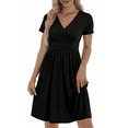thumbnail image 1 of UVN Vestidos para Mujer con Escote en V Profundo, Manga Corta, Vestido Veraniego Midi para Fiesta con Bolsillo, 1 of 9