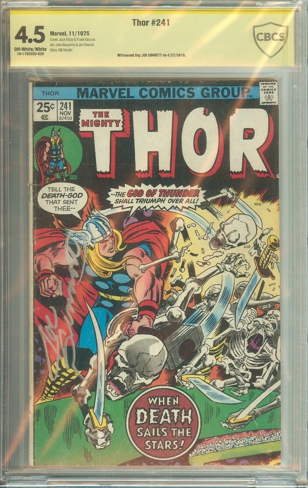The Mighty Thor #241 CBCS 4.5 Signed by Joe Sinnott (Marvel Comics, 1975)