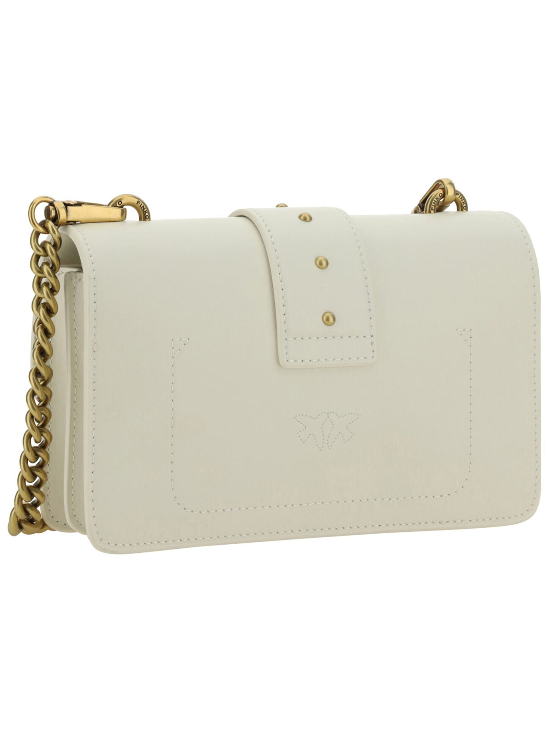 Pinko Female Mini Love Bag Icon White Shoulder Bag With Logo Patch In Smooth Leather White Walmart