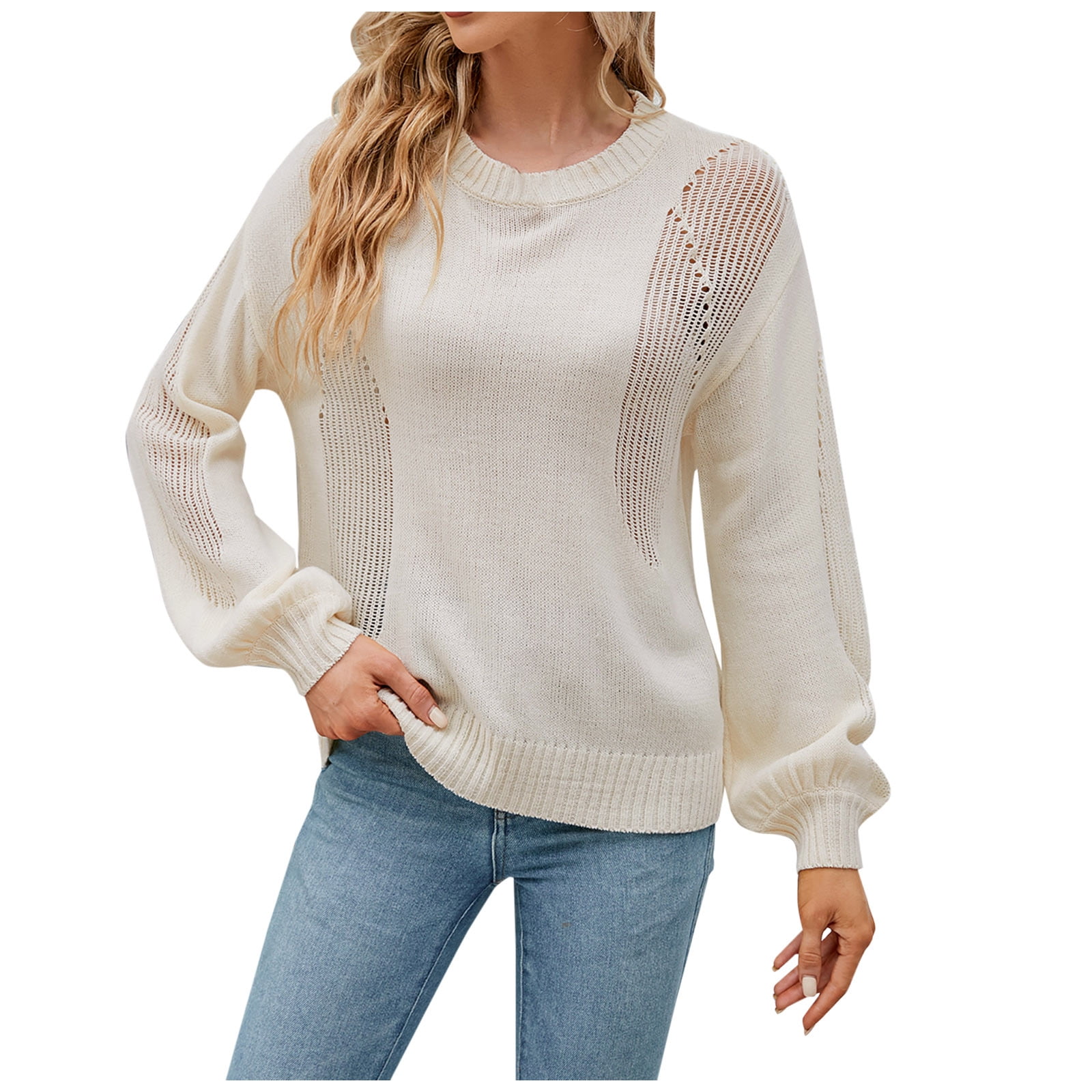 Time and tru Sweater Clearance Women's Fashion Casual Solid Color Long