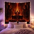 thumbnail image 2 of Flaming Throne in a Burning Hall, Dramatic Gothic Art for Dark Fantasy Fans, Underworld Decor, Halloween Gift, Tapestry Wall Hanging for Bedroom, Gaming Room and Den, 2 of 7