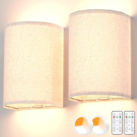 ANTOTEN Dimmable 2-Light Bedroom, Living Room Battery Operated Wall Sconces (2 Count)
