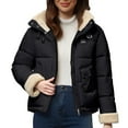 thumbnail image 2 of Women's New Fashion Short Puffer Jacket, Korean Style Loose Fit Winter Coat with Large Fur Collar, Thicken Warm Quilted Outerwear for Daily Use, Comfortable Casual Jacket Black XL, 2 of 9