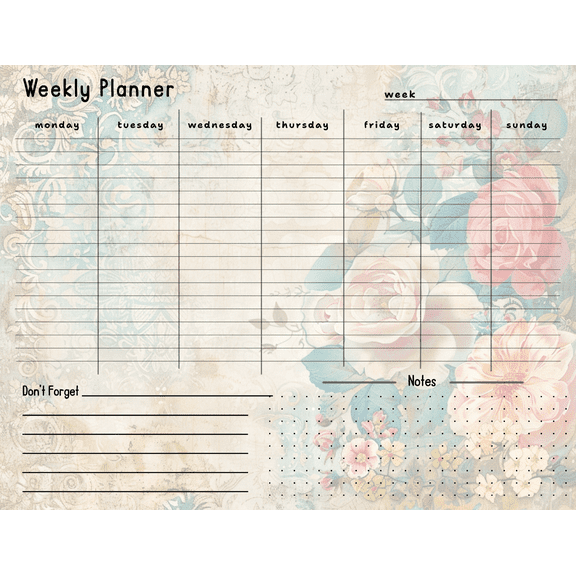 Themed Weekly Planner. Coffee Theme.