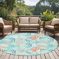 thumbnail image 4 of Round Rugs 5Ft, Teal Red Coastal Round Area Rug Washable Indoor Throw Carpet, Nautical Seahorse Beach Coral Starfish Soft Non Slip Circle Rug for Cabinet Bathroom Home Decor Aesthetic, 4 of 8