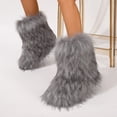 thumbnail image 4 of Women's Trendy Faux Fur Boots, Fashionable Slip On Mid Calf Snow Boots, Women's Comfortable Winter Boots, 4 of 5