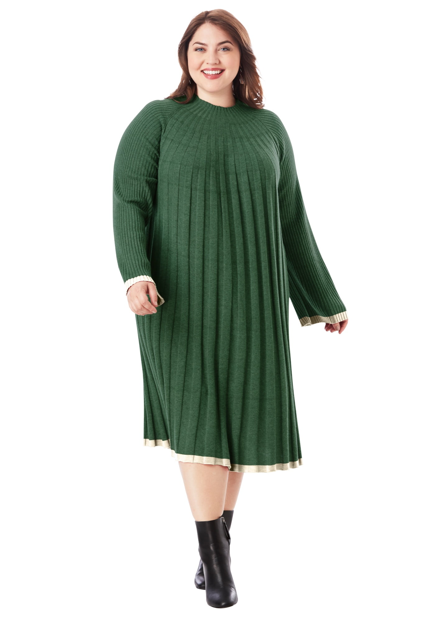green sweater dress plus size