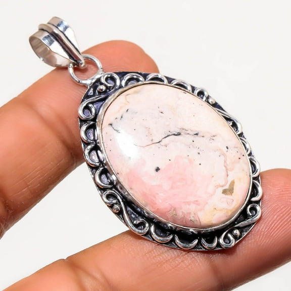 Rhodochrosite Oval Shape Gemstone Handmade Fashion Pendant Jewelry 2.20" SA 345