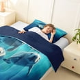 thumbnail image 4 of Manfei Underwater Manatee Twin Comforter Sets for Kids Boys and Girls, Ocean Animal Bedding Set, Navy Reversible 2 Pieces, 1 Comforter and 1 Pillowcase, 4 of 6
