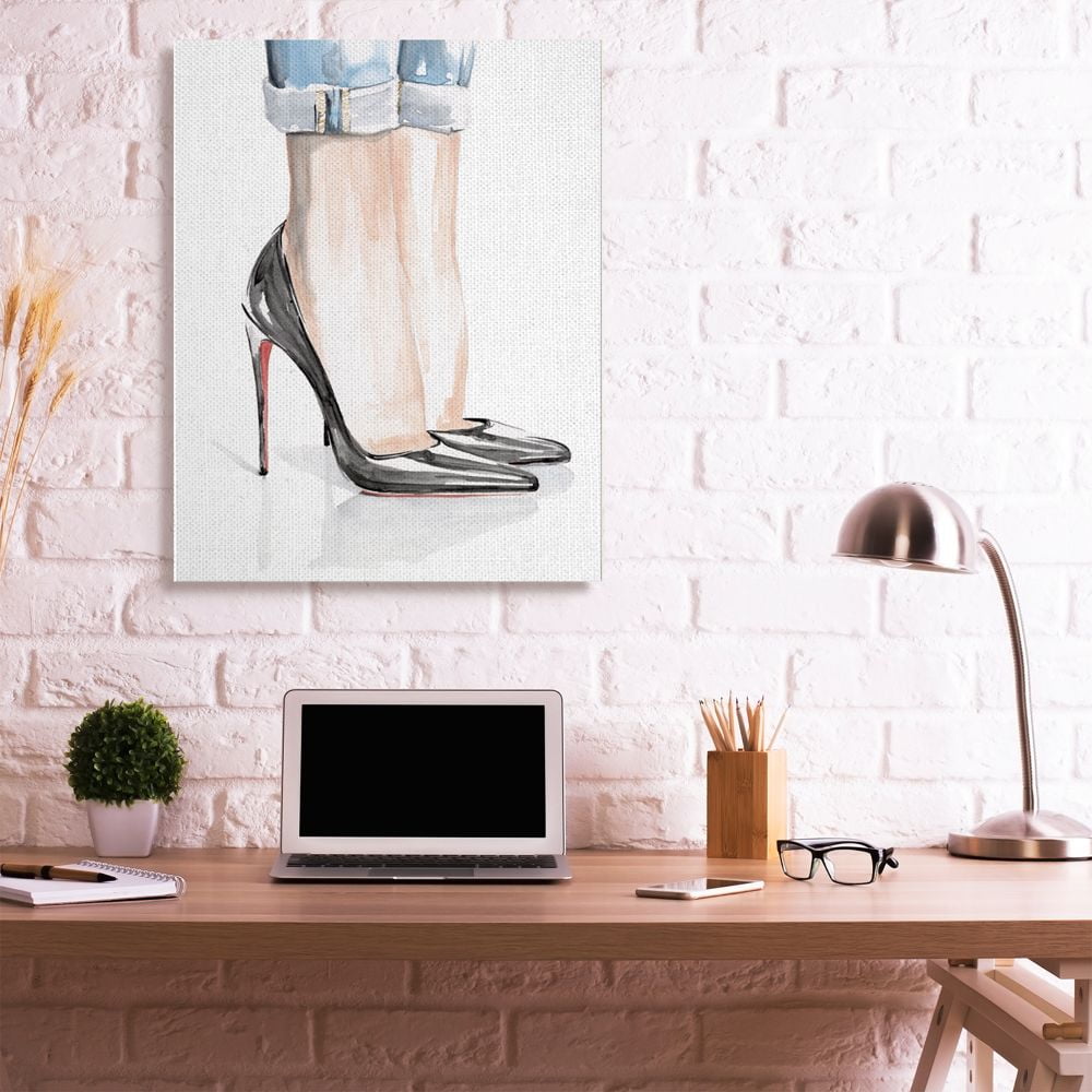 Stupell Industries Fashion Heels Women's Denim Cuff Watercolor Painting Canvas Wall Art Design by Jennifer Paxton Parker