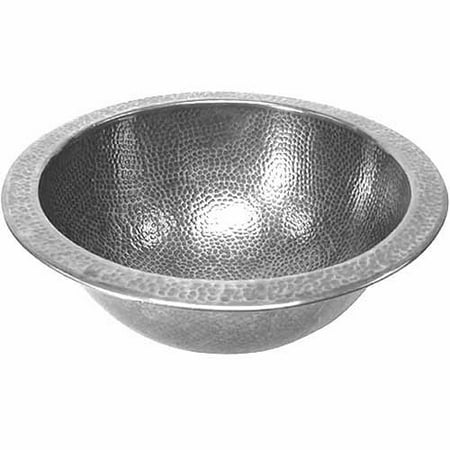 - Houzer HW-BAB2RF Hammerwerks Baby Round Undermount Copper Lavatory Sink, Pewter