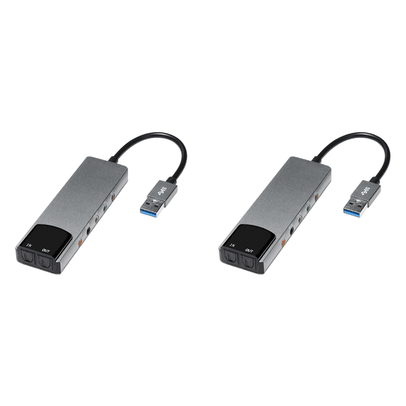 2X 6-In-1 Computer Sound Card 5.1 USB External Sound Card Multi-Function Audio Converter for Notebook Aluminum