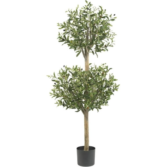 Nearly Natural 5309 Olive Double Topiary Silk Tree, 4.5-Feet, Green