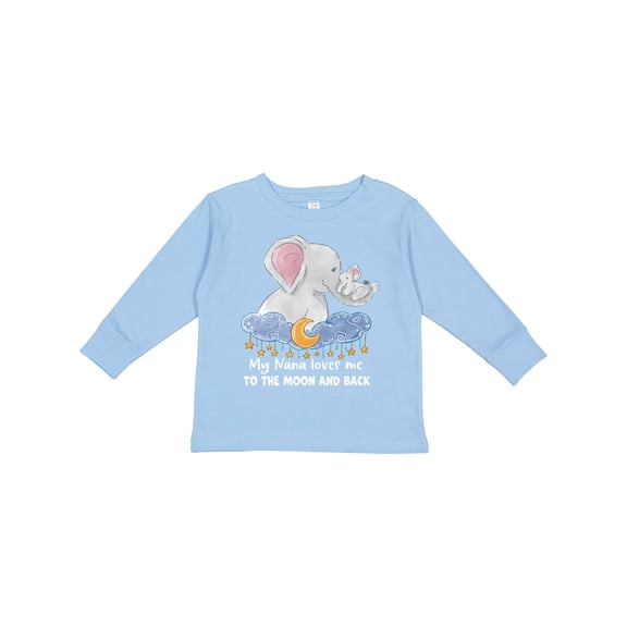 Inktastic My Nana Loves me to the Moon and Back Elephant Family Boys or Girls Long Sleeve Toddler T-Shirt