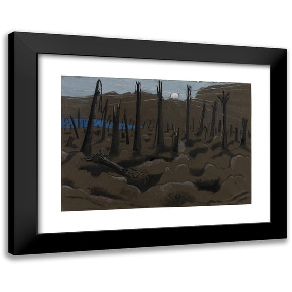 Paul Nash 14x11 Black Modern Framed Museum Art Print Titled - Sunrise, Inverness Copse (1918)