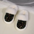 thumbnail image 7 of Womens Sequin Slippers Winter Fuzzy Warm House Shoes Cozy Round Toe Slip On Home Slippers, 7 of 7