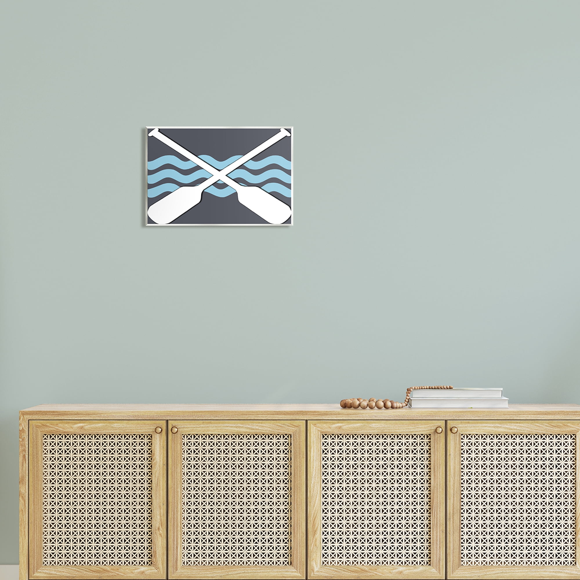 Stupell Crossed Boat Oars Sea Waves Landscape Painting Wall Plaque Unframed Art Print Wall Art