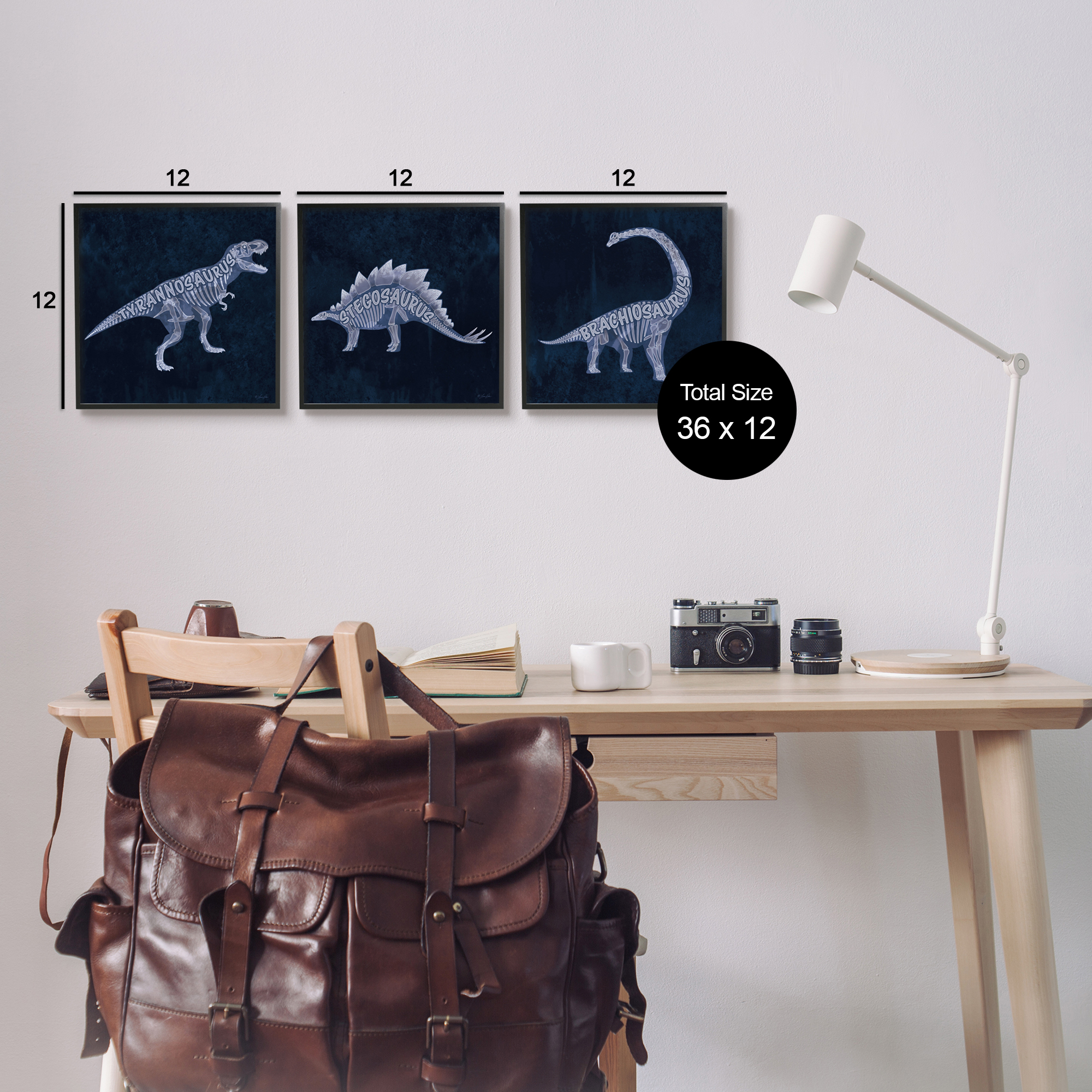 Stupell Industries Various Dinosaur Skeletons Animals & Insects Painting Black Framed Art Print Wall Art, 12 x 12