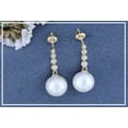 thumbnail image 4 of Dazzlingrock Collection Round 10mm Cultured Freshwater Pearl & 0.21 CT White Diamond Each Graduating Dangle Drop Screw Back Earrings for Women in 18K Yellow Gold, 4 of 6