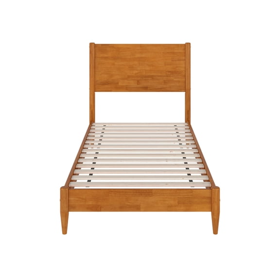 HomeStock Rustic Ranch Twin XL Solid Wood Low Profile Platform Bed in Light Toffee