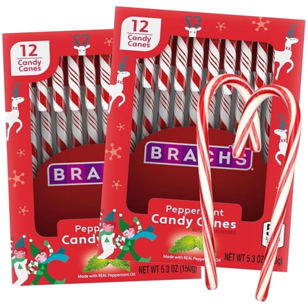 Classic Peppermint Candy Canes, Traditional Holiday Treats, Christmas Party Handouts and Stocking Stuffers, 12 Count, (Pack of 2)