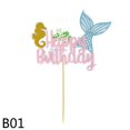 thumbnail image 1 of Adornos para pastel de cumpleaños de sirena, adornos para fiesta de cumpleaños, recuerdos para niños, suministros de temática de fiesta, 1 ud., 1 of 4