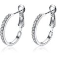 thumbnail image 1 of ORUYROP 14K Rose Gold Platinum CZ Rhinestone Small Hoop Loop Earrings For Teen Girls Women For Sensitive Ear, 1 of 7