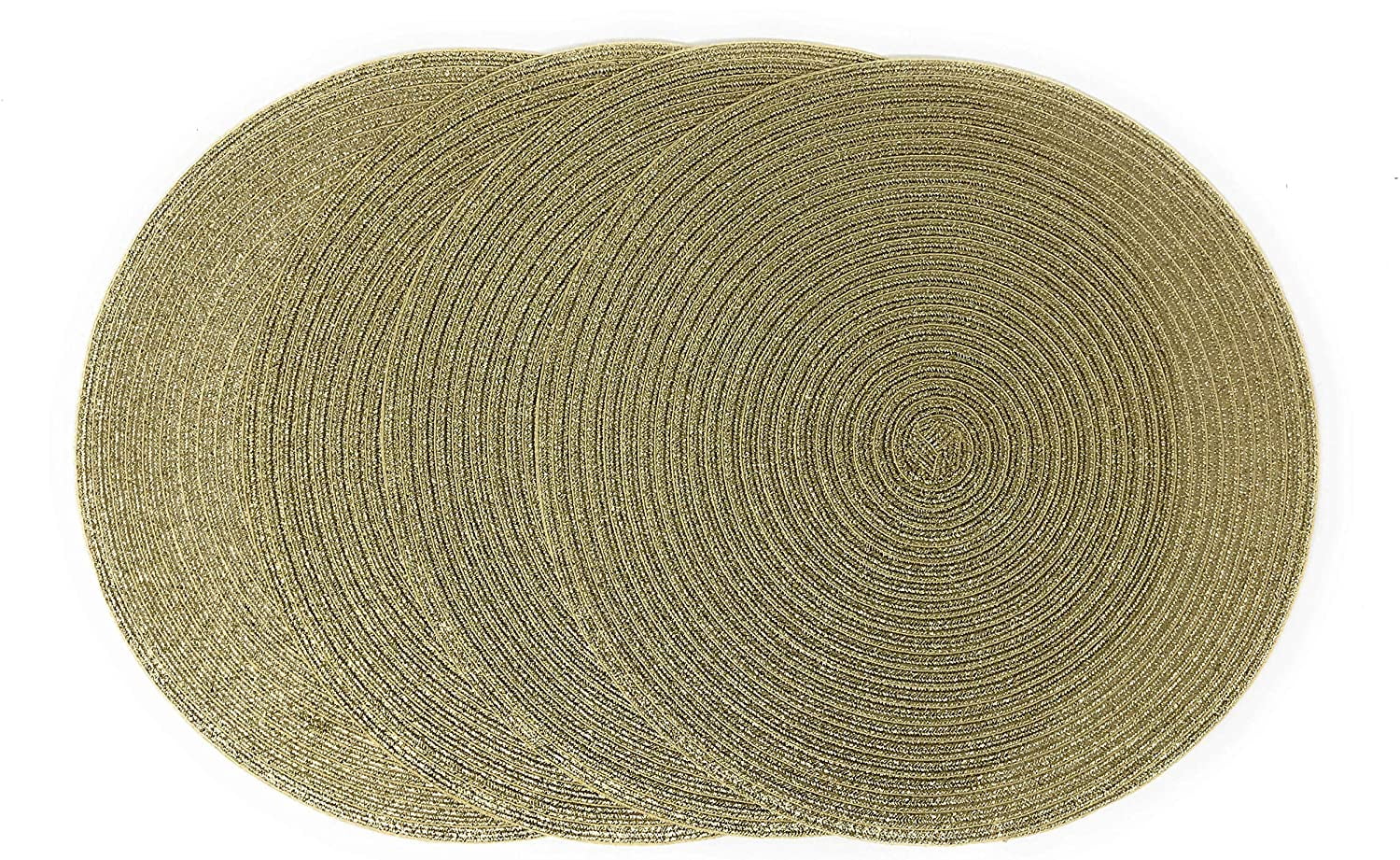 Northeast Home Round Glitter Placemats, 15Inch, Set of 4 (Gold