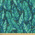 thumbnail image 2 of Ambesonne Banana Leaf Fabric by the Yard Upholstery, Exotic Leaves and Dots, 3 Yards, Night Blue and Turquoise, 2 of 5