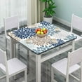 thumbnail image 3 of Elastic Edge Fitted Square Tablecloth, Navy Blue Flowers Polyester Table Cover, for Outdoor Picnic Camping and Indoor Kitchen Dining Party, Fit for 32" x 32" Square Table, 3 of 4