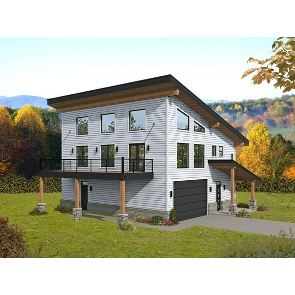 763-481: Modern Contemporary 2 Bed, 3 Bath Luxury Home Plan, 2073 Sq Ft: Full Blueprints with License to Build by Home Plan Marketplace - Lesuto