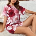 thumbnail image 4 of Pofeuu Rose Print Women's Pajama Set Short/Shorts Soft Button PJs Elastic Drawstring Waist Sleepwear-3X-Large, 4 of 6