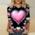 thumbnail image 2 of Valentines Day Shirts Womens Love Heart Printed Graphic Tee 3/4 Sleeve Crew Neck Casual Tshirts Holiday Tops (2XL, Pink D), 2 of 5