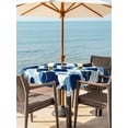 thumbnail image 3 of Outdoor Tablecloth with Umbrella Hole for Patio/Picnic/Party/Camping, Navy Blue Geometric Moroccan Waterproof Table Cloth Square Cover Washable, Abstract Art Blue Ombre Modern (60"x 60"), 3 of 8