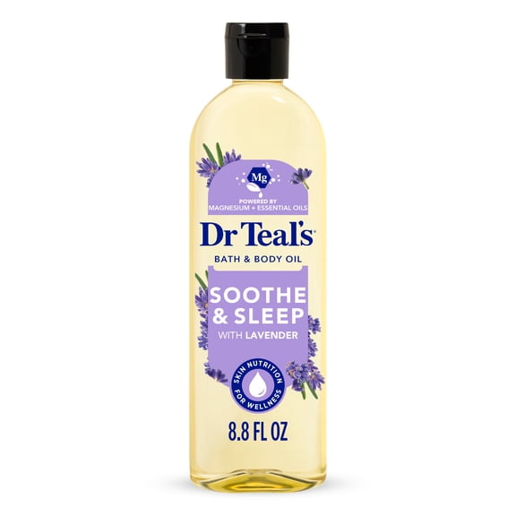 Dr Teal's Moisturizing Bath and Body Oil, Soothe & Sleep with Lavender Essential Oil, 8.8 fl oz