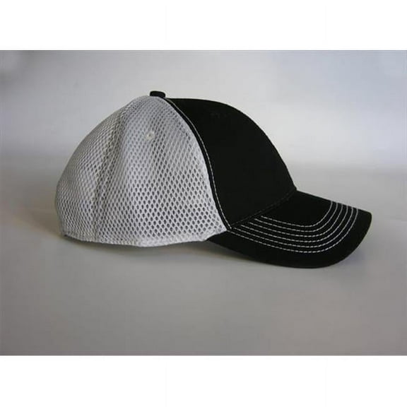 FA102 Fairway Cap Contrast Soft Mesh Back, Black, White