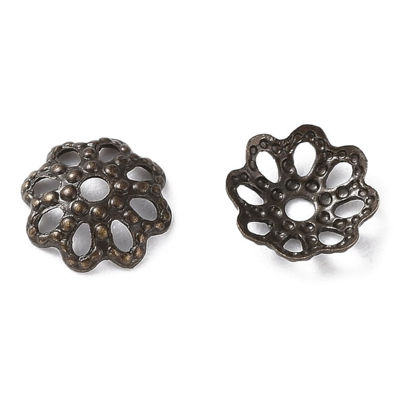 Brass Bead Caps Antique Bronze 6x1.5mm Hole: 0.8mm about 380pcs/20g